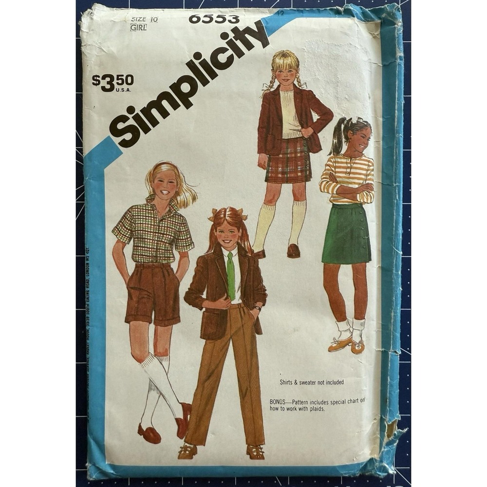 VTG Simplicity Pattern 6553 Girls' Jacket, Pants, Shorts, Skirt Size 10 UNCUT FF